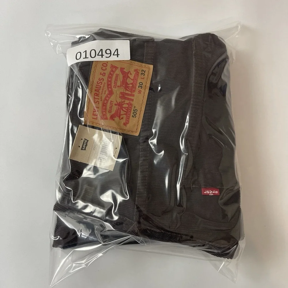 Levis Pants Mens 30x32 Brown 505 Corduroy Pinwale Regular Fit Straight Preppy